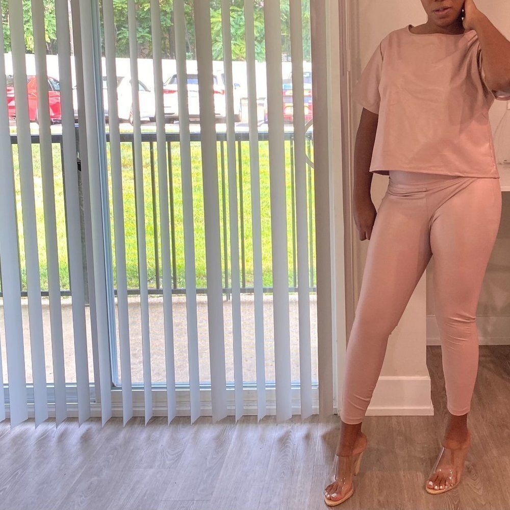 Vegan Leather High Waist Leggings Set​